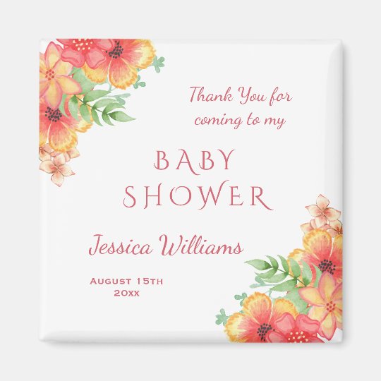 Chic Watercolor Corner Flowers Baby Shower Magnet Zazzle Com