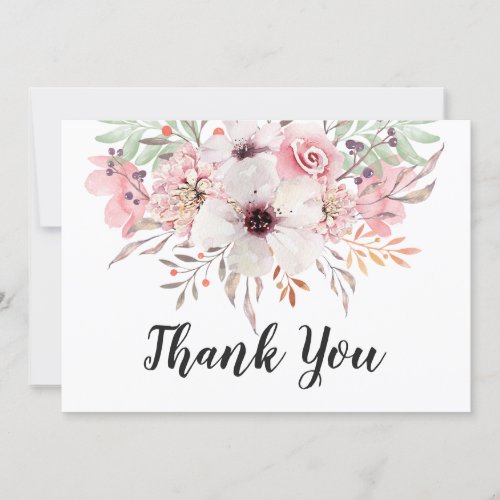 Chic Watercolor Country Floral Thank You Card