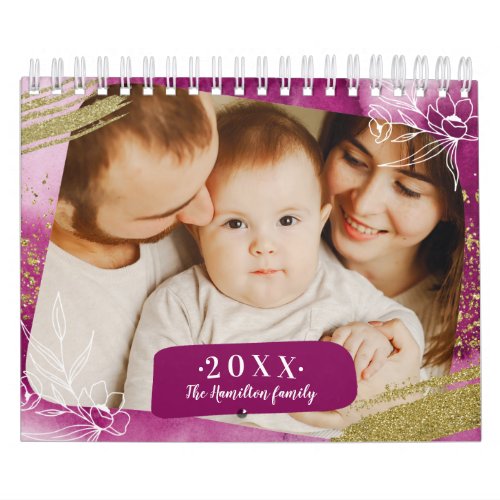 Chic Watercolor Custom Photo  2022  Family Calendar