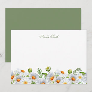 chic Watercolor Daisy floral summer Note Card