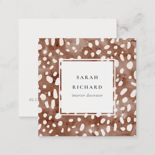 Chic Watercolor Deer Animal Pattern Professional Square Business Card