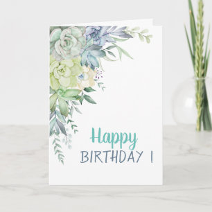 Chic Watercolor Desert Cactus Succulents Birthday Card
