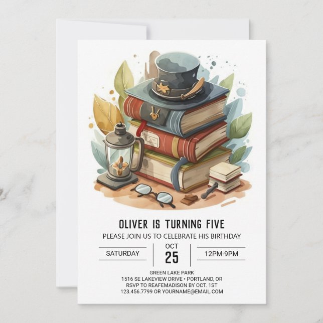  Chic Watercolor Detective Birthday Invitation (Front)