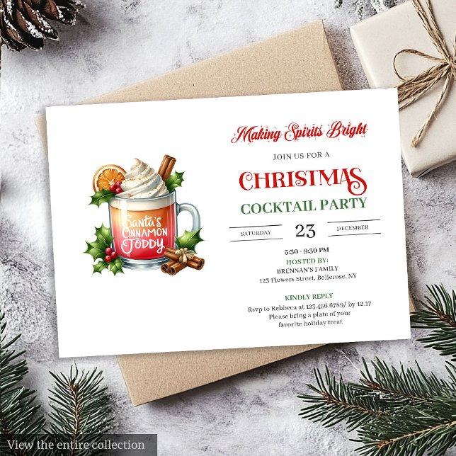Chic Watercolor editable Christmas cocktails party Invitation (Watercolor editable Christmas cocktails party invitation

)