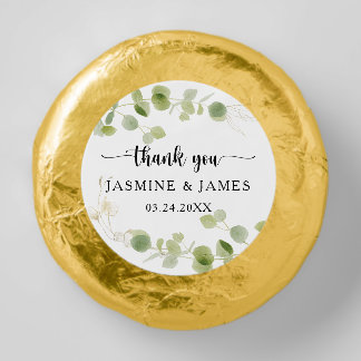 Chic Watercolor Eucalyptus Botanical Thank You Dipped Oreo Cookie Favors