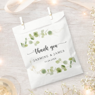 Chic Watercolor Eucalyptus Botanical Thank You  Favor Bag