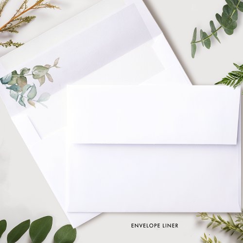 Chic Watercolor Eucalyptus Greenery Leaves Envelope Liner