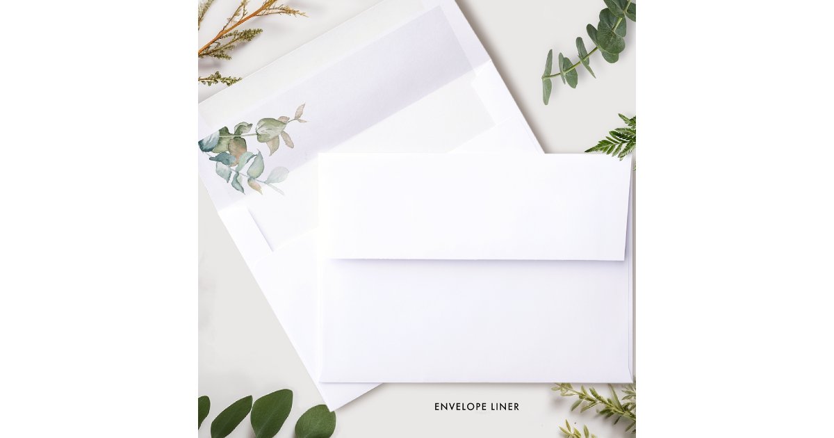 Chic Watercolor Eucalyptus Greenery Leaves Envelope Liner | Zazzle