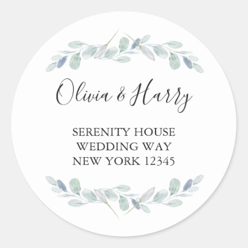 Chic Watercolor Eucalyptus Return Address Stickers