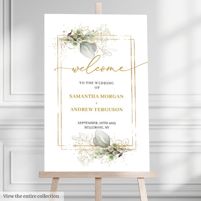 Chic Watercolor Eucalyptus Wedding Welcome Sign (Chic Watercolor Eucalyptus Wedding Welcome Sign

)