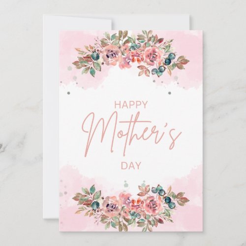 Chic Watercolor Flora Mothers Day Holiday Card