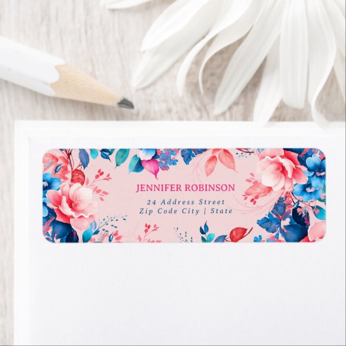 Chic Watercolor Floral Birthday Party Blush  Label
