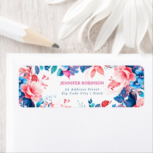 Chic Watercolor Floral Birthday Party Label