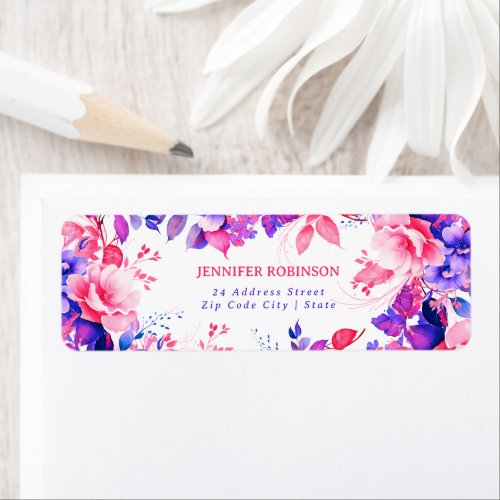 Chic Watercolor Floral Birthday Party Purple Label