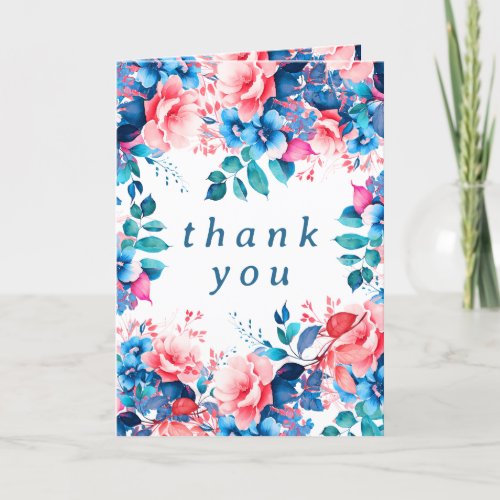 Chic Watercolor Floral Birthday Party Thank You 