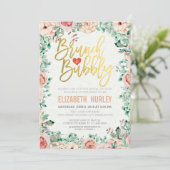 Chic Watercolor Floral Brunch Bubbly Bridal Shower Invitation (Standing Front)