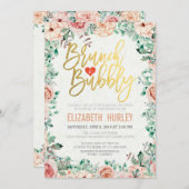 Chic Watercolor Floral Brunch Bubbly Bridal Shower Invitation (Front/Back)
