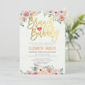 Chic Watercolor Floral Brunch Bubbly Bridal Shower Invitation (Standing Front)