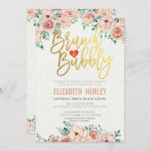 Chic Watercolor Floral Brunch Bubbly Bridal Shower Invitation (Front/Back)