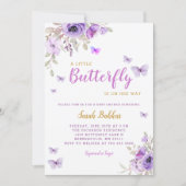 Chic Watercolor Floral Butterfly Girl Baby Shower  Invitation (Front)