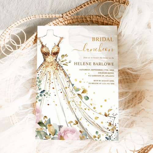 Chic Watercolor Floral Elegant Bridal Luncheon Invitation