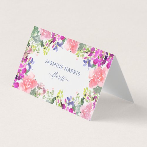 Chic Watercolor Floral Greenery Business Card