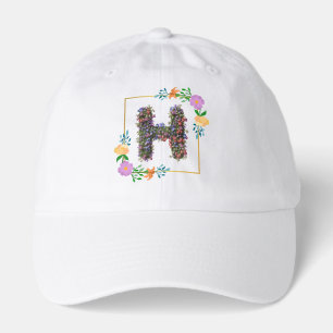 Chic Watercolor Floral Letter H Hat