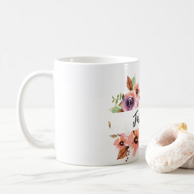 Chic Watercolor  floral mug (With Donut)