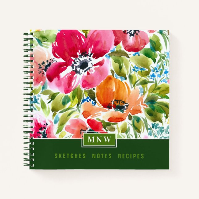 Chic watercolor floral notebook (Front)