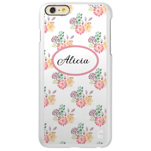 Chic Watercolor Floral Pattern Monogrammed    Incipio Feather Shine iPhone 6 Plus Case