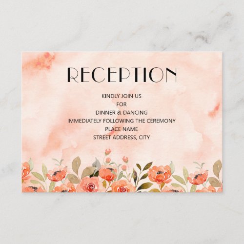 Chic Watercolor Floral Reception Enclosure Card