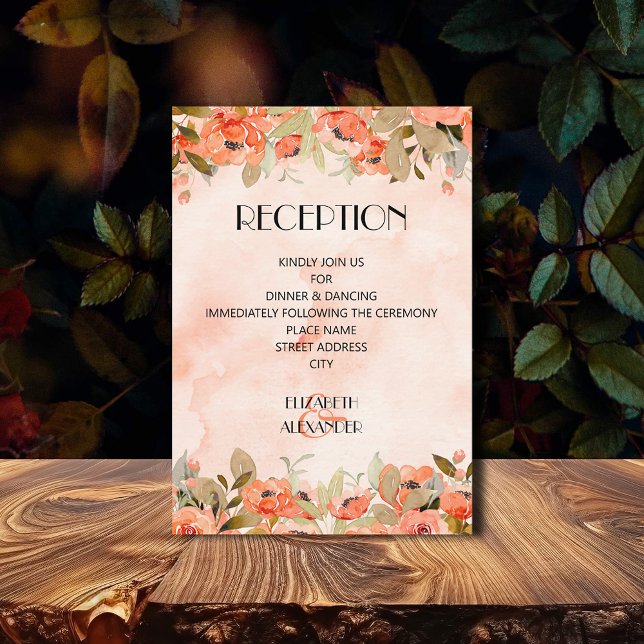 Chic Watercolor Floral Reception Enclosure Card (Watercolor Floral Wedding Reception Enclosure Cards)