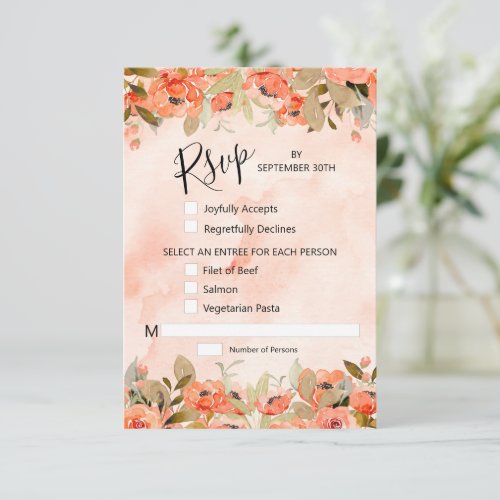 Chic Watercolor Floral  RSVP Card