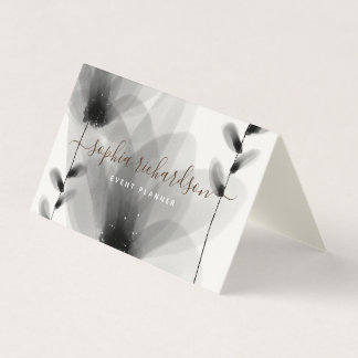 Chic Watercolor Floral Signature Typography Business Card