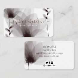 Chic Watercolor Floral Signature Typography Business Card