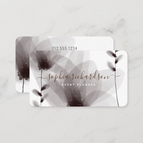 Chic Watercolor Floral Signature Typography Business Card