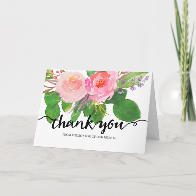 Chic Watercolor Floral | Wedding Thank You (Front)