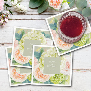 Chic Watercolor Florals Sage Green Napkins