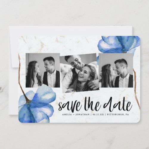 Chic Watercolor Flower Wedding Save the Date Photo
