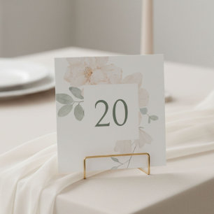 Chic Watercolor Flower Wedding Table Number Card
