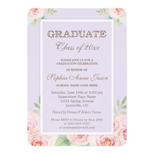 Chic Watercolor Flowers Graduation Party Invite | Zazzle.com