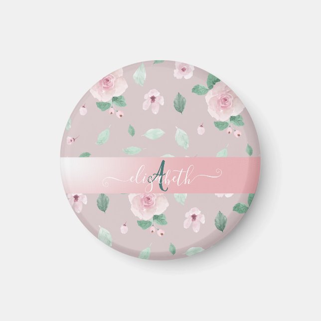 Chic Watercolor Flowers Monogram   Magnet (Front)