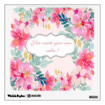 Chic Watercolor Flowers,Motivational Message   Wall Decal