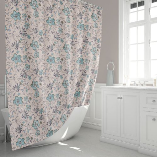 Chic Watercolor Flowers Shower Curtain