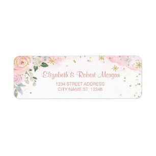 Chic Watercolor Flowers Snowflakes Label