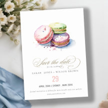 Chic Watercolor French Macarons Bakery Wedding