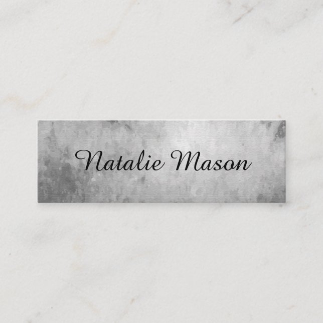 Chic Watercolor Gray with Monogram Mini Business Card (Front)