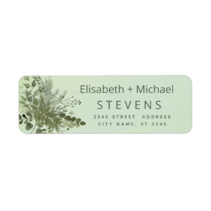 Chic watercolor greenery eucalyptus couple script label