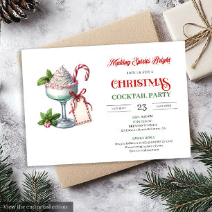 Chic Watercolor Holiday Cocktails Party Invitation