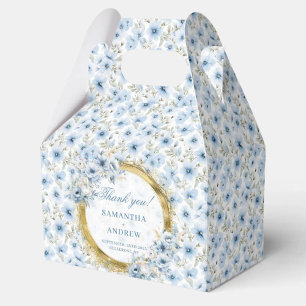 Chic Watercolor Light Blue Gold Wedding Thank You Favor Boxes